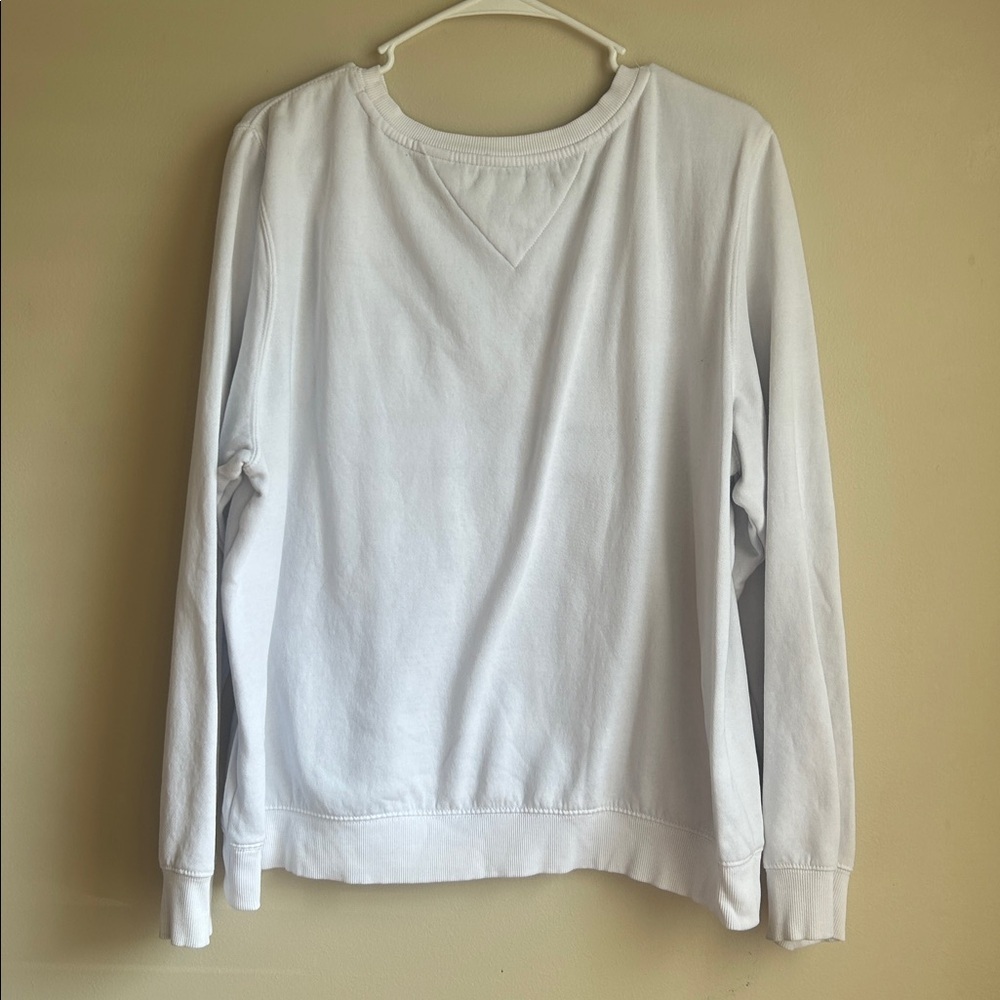 Tommy Jeans white with navy & red print pullover sweatshirt size large - Picture 4 of 4